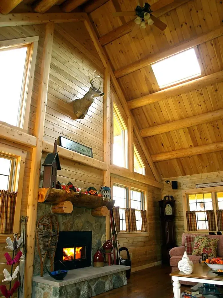 Buechel 06595 cedar log home living room