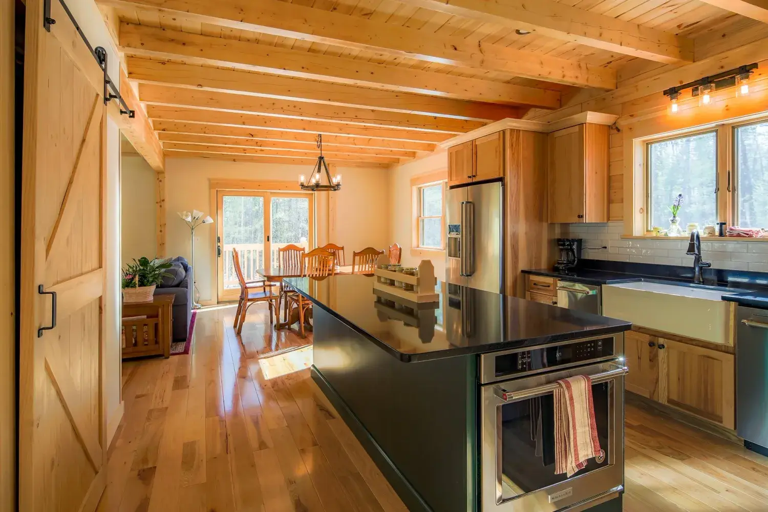 Cedar cottage kitchen and dining area