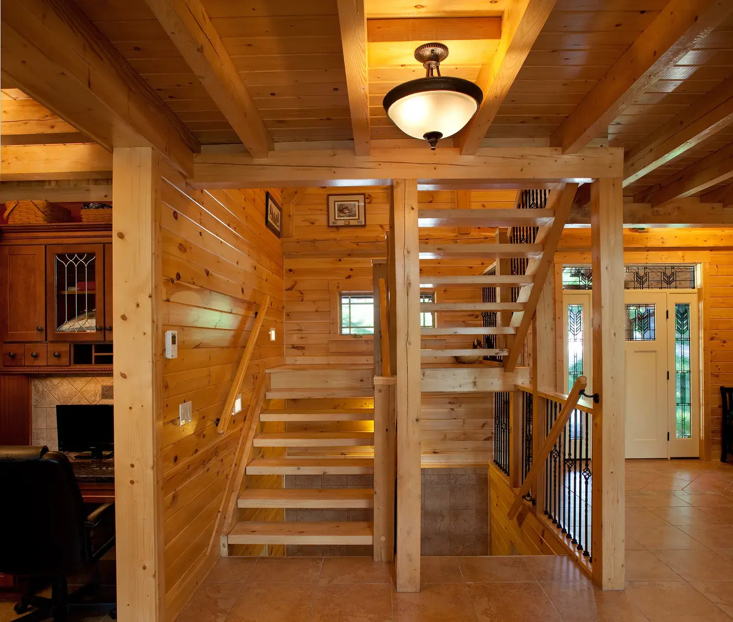 Cedar staircase with open risers