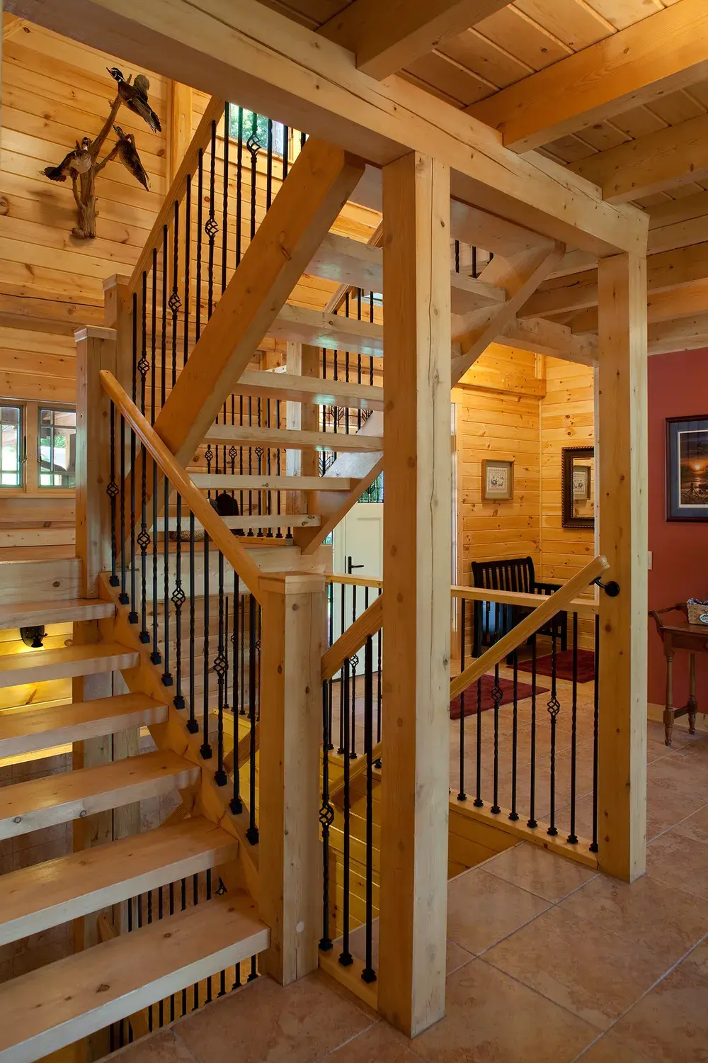 Cedar staircase and landing