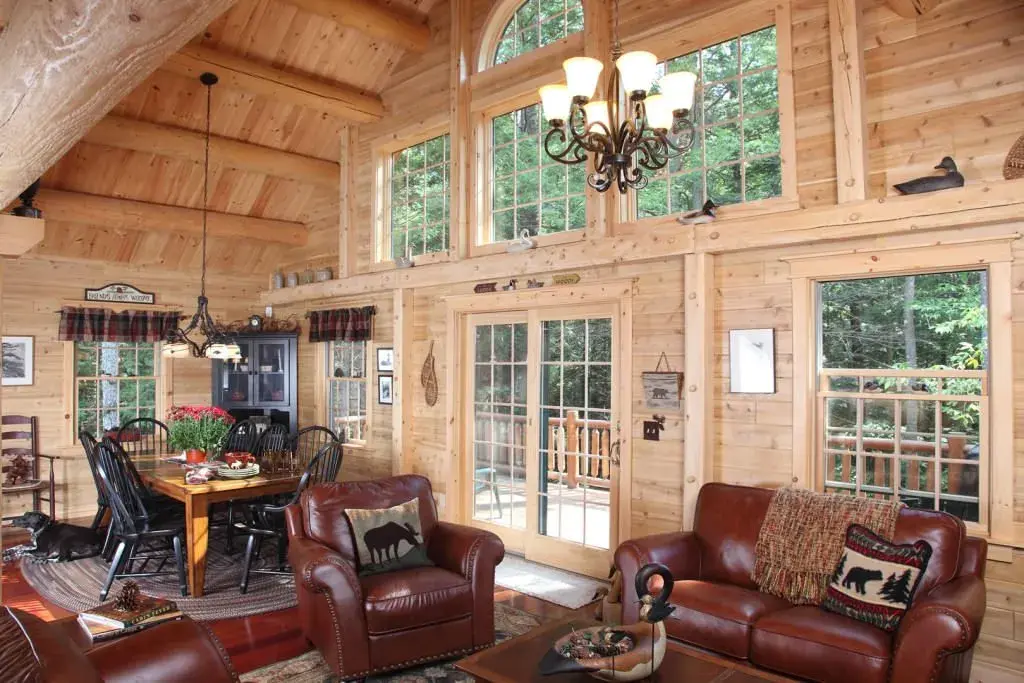 Modified Senator 07706 cedar log home living room