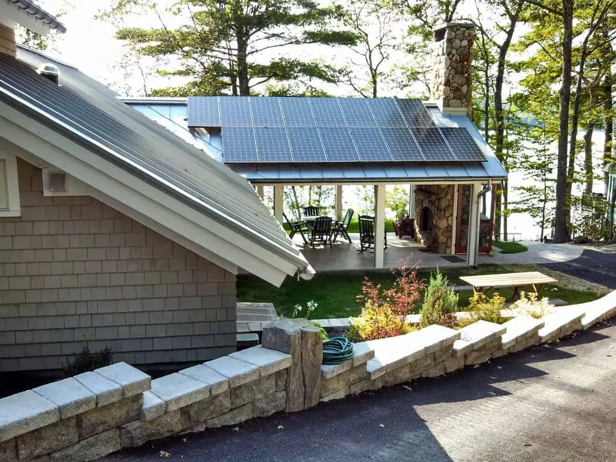 Sun room with solar panels on the roof