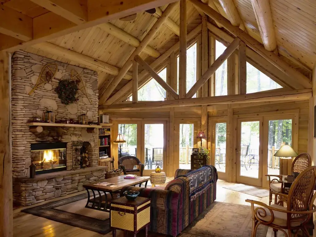 Plantation 02020 cedar log home living room