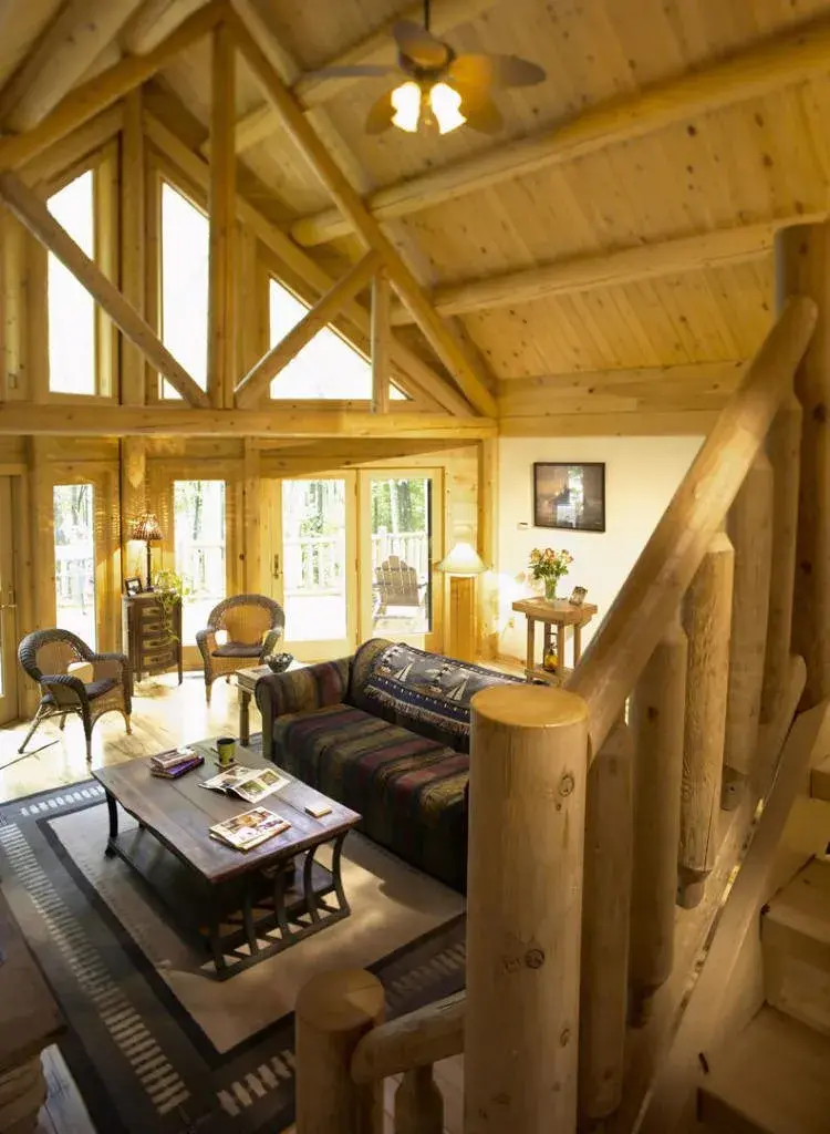 Plantation 02020 cedar log home living room