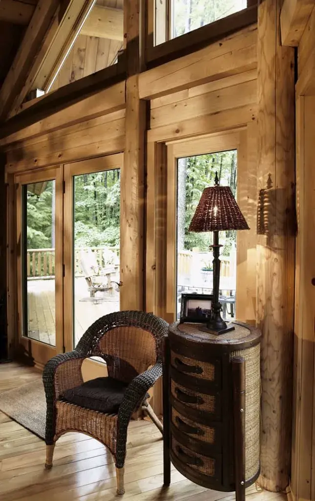 Plantation 02020 cedar log home living room