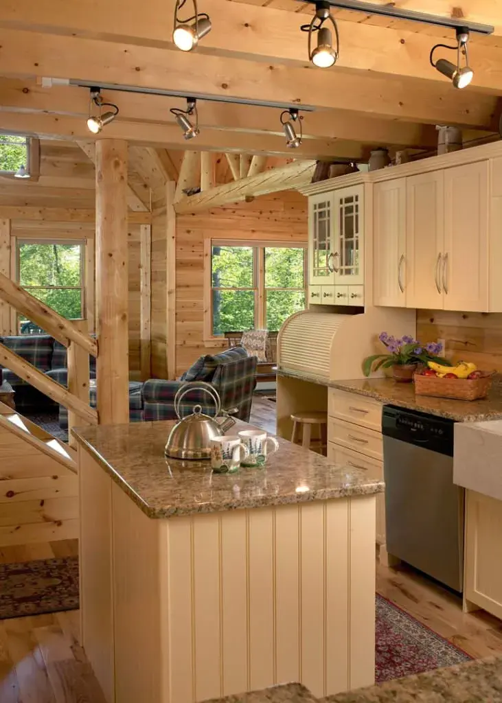 Sebec 03180 cedar log home kitchen