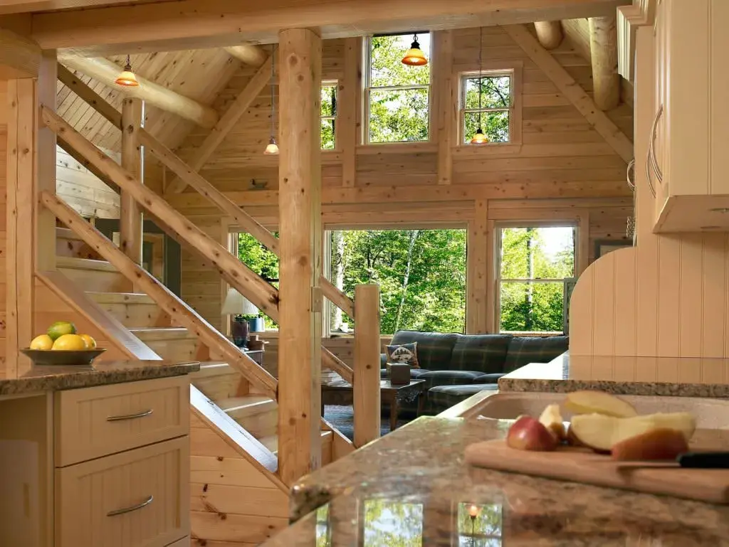Sebec 03180 cedar log home kitchen
