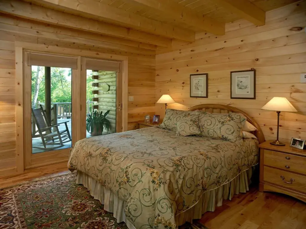 Sebec 03180 cedar log home bedroom