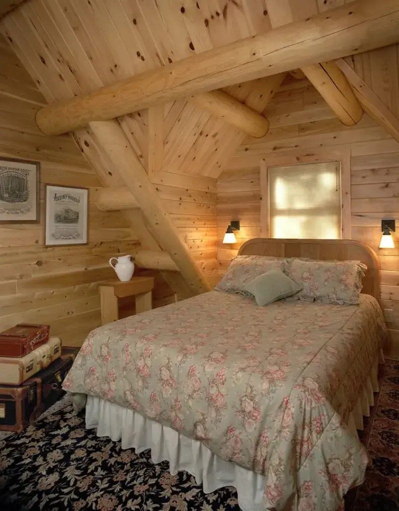 Sebec 03180 cedar log home bedroom