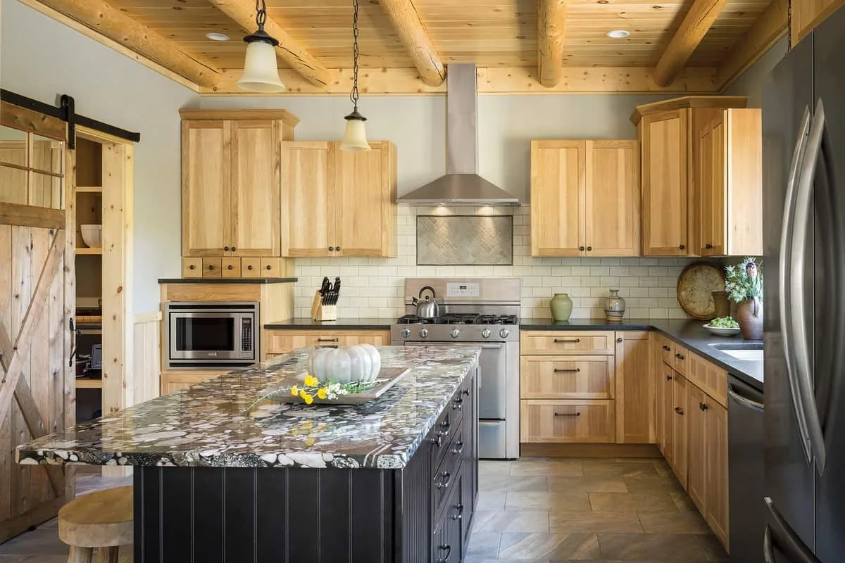 Custom kitchen with large island in the center