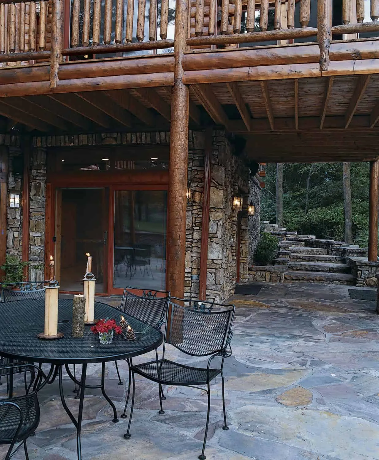 Exterior patio with table and chairs