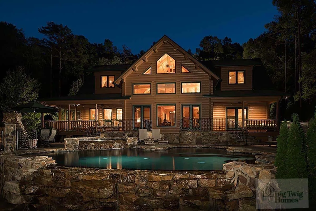 Big Twig Homes LLC. Beautiful cedar log home with pool. Big Twig Homes LLC. is a dealer of high quality cedar log homes, sell log home packages and log home kits, serving the Southeastern United States including North Carolina, South Carolina, Georgia, and Tennessee.
