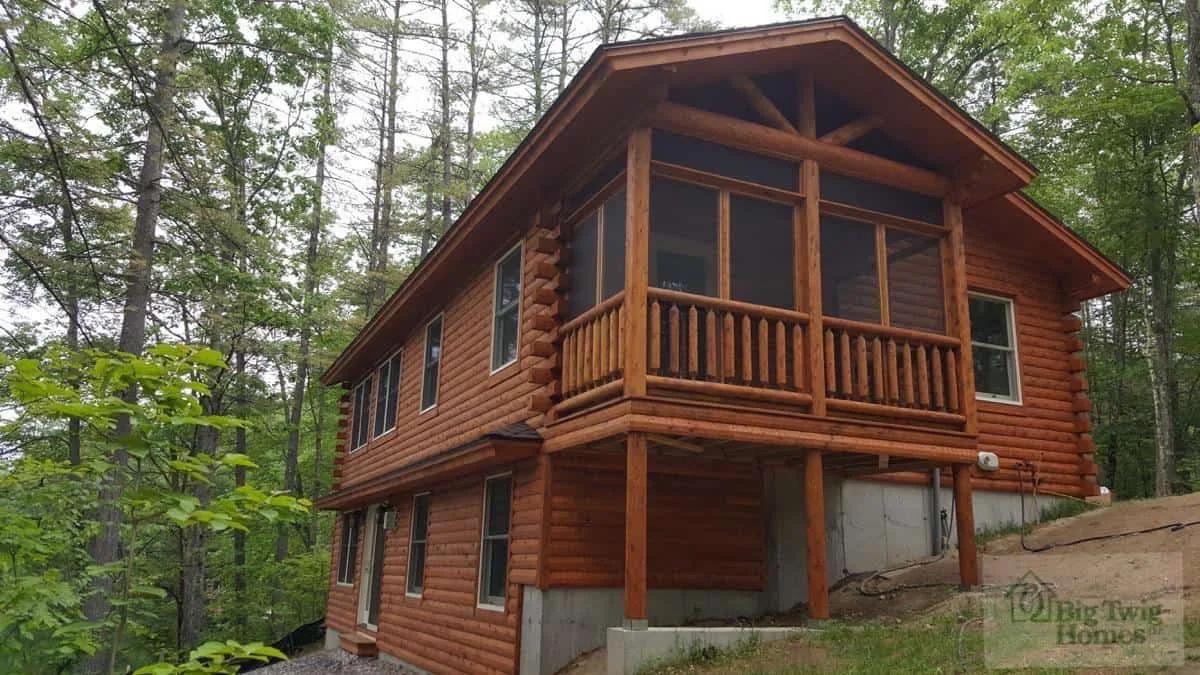 The side of a log home displaying quality craftsmanship from Big Twig.