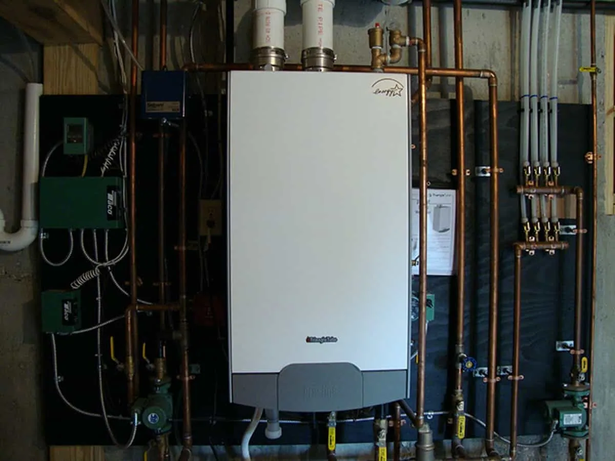 An on demand water heater in one of the homes built by Big Twig Homes.